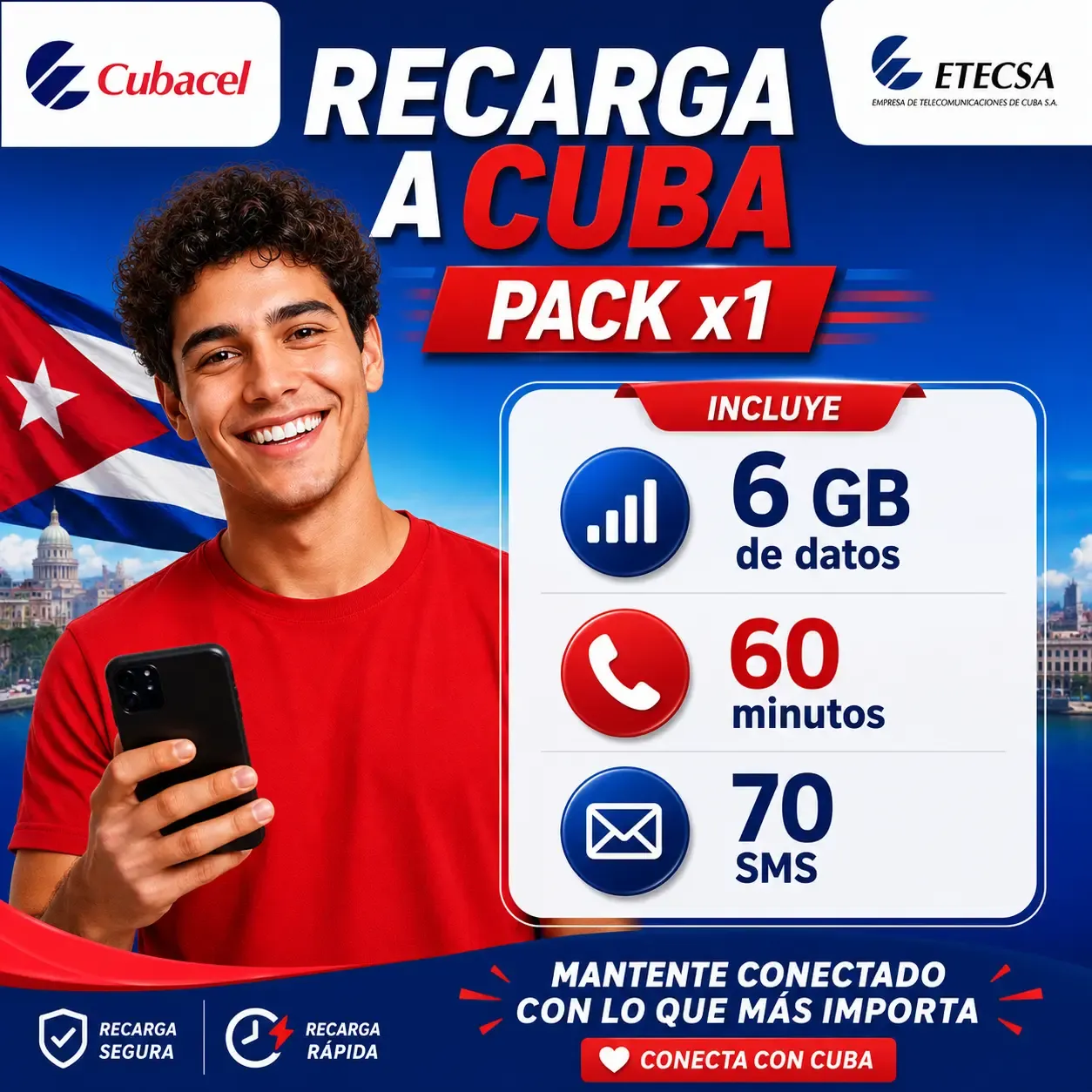 Pack 6 GB con envío a Cuba