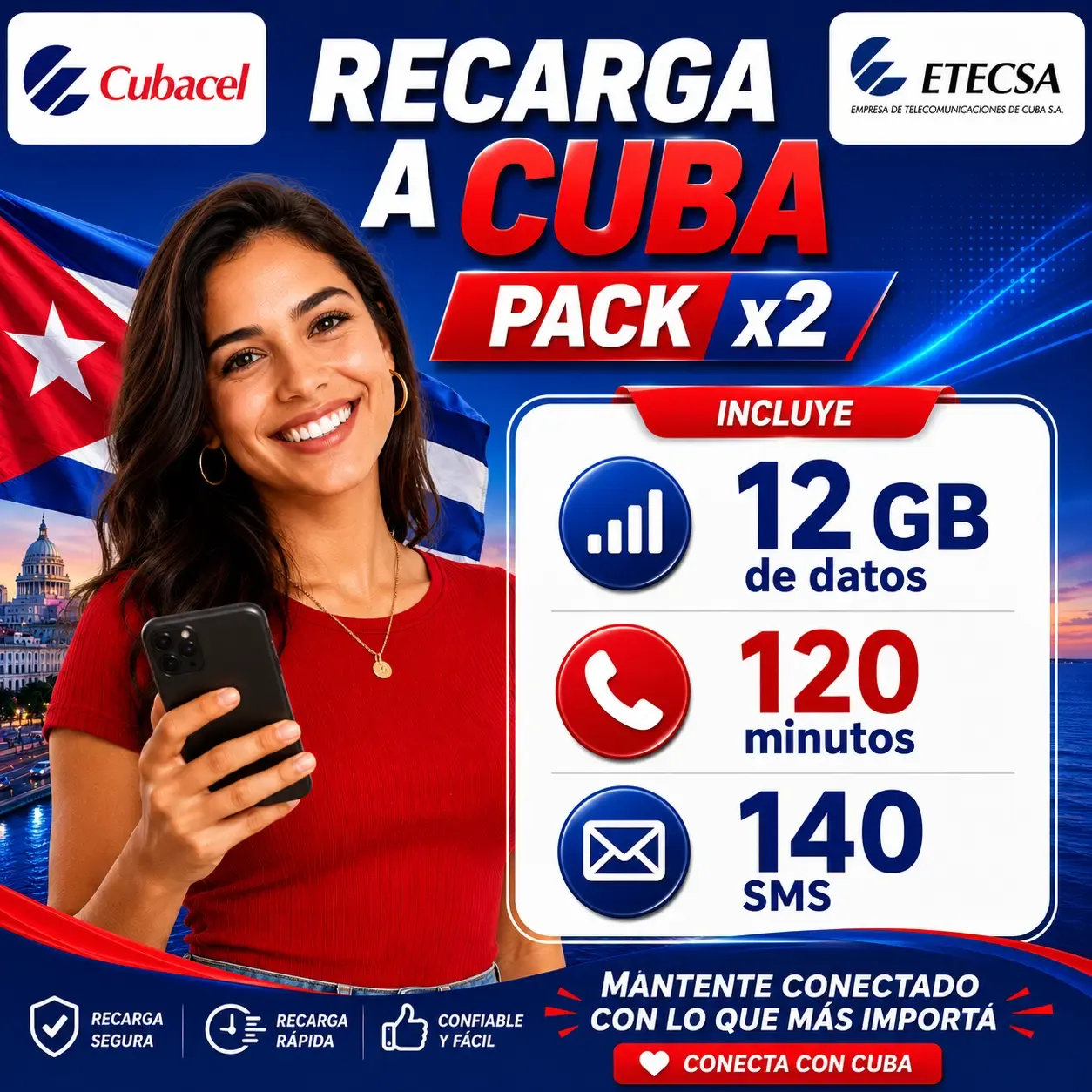 Pack 12 GB con envío a Cuba
