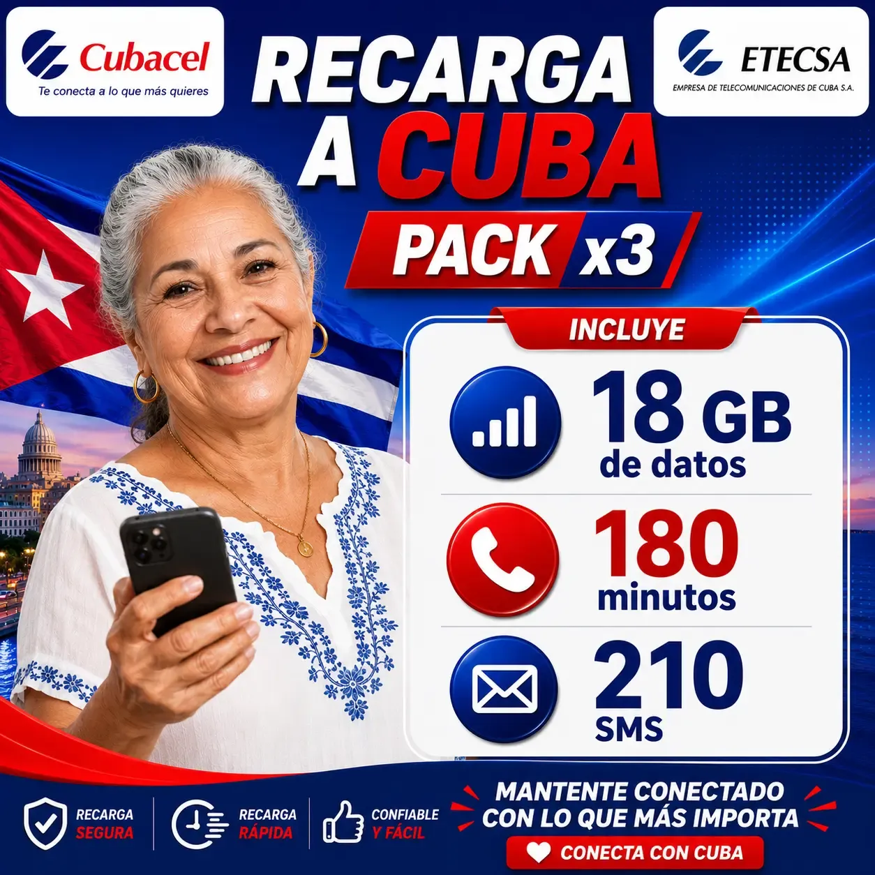 Pack 18 GB con envío a Cuba